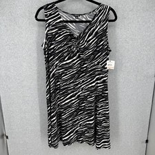 Relativity Womens Stretch Knit Dress Size 2X Animal Print Black Sleeveless NEW