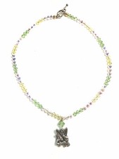 Handcrafted Girls crystal and Tinker Bell charm necklace