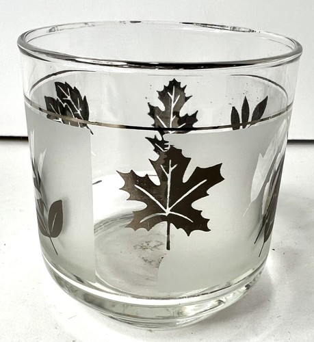 LIBBEY Silver Leaf Rocks/Whiskey/Lowball mattiert Bargeschirr Gläser MCM Set 3 - Bild 4 von 5