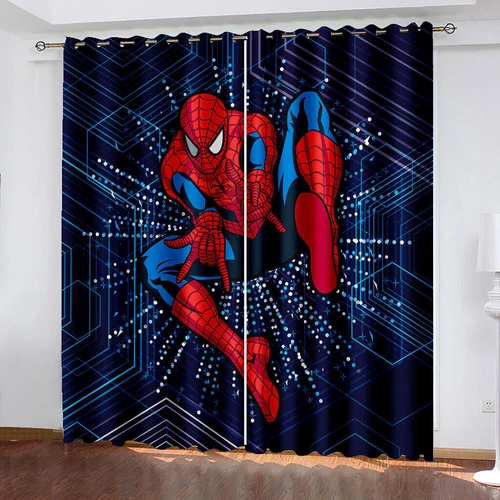 Marvel Spiderman 3D Dicke Verdunkelung Schlafzimmer Vorhänge Thermo Ring Top Ösen Geschenk - Bild 12 von 20