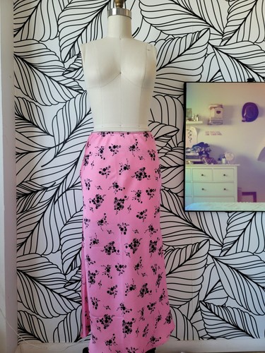 Topshop Pink Satin Bias Maxi Skirt Size 
