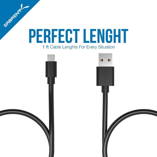 Sabrent CB-UM61 6-Pack 12-inch (0.3m) 22AWG Premium Micro USB High Speed Cables - Picture 8 of 9