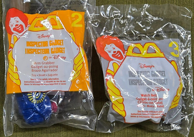 2 Pcs VINTAGE 1999 McDonald's Inspector Gadget Arm Grabber #2  Watch Belt #3