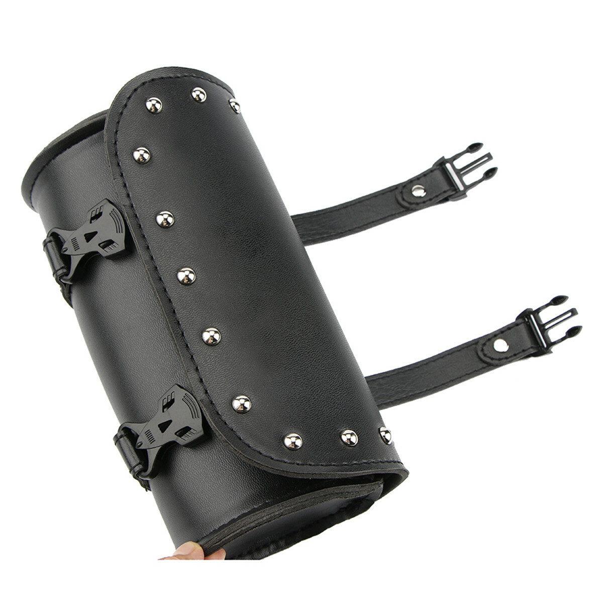 Motorcycle SaddleBag Pannier Sissy Bar Handlebar Roll Barrel Tool Bag Leather eBay