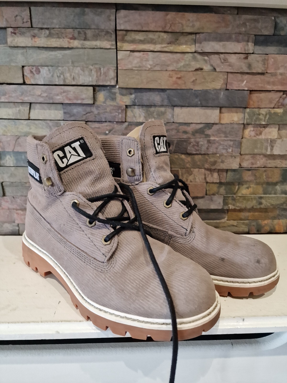 CAT Caterpillar Corduroy Suede Grey Boots Size 8 UK. used eBay