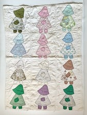 Vintage Ohio Handmade Lap Quilt / Baby Blanket Appliqu d Sunbonnet Sue 29x39  