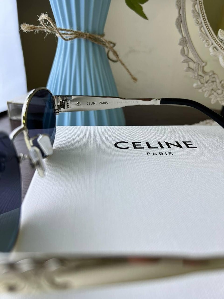 Celine Triomphe sunglasses in silver metal frame with dark