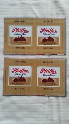 2 PFEIFFER Famous Beer Quik Chill 12 oz Unrolled Flat Cans Associated Brewing