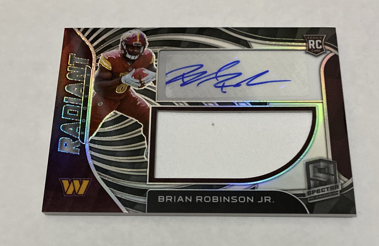2022 Panini Spectra Brian Robinson Jr Radiant Rookie Patch Auto #25/99 RPA