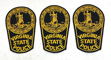 VIRGINIA STATE POLICE UNIFORM ARM PATCH 6"x4" MACHINE EMBROIDERED x3 - NEW