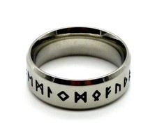 Wikinger Runen Ring aus Edelstahl in Silber / Nordic Viking Runenring Rune NEU