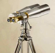 1920s Century Nautical Naval Fully Brass Victorian Heavy Binoculars  Chrome