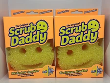(2) Scrub Daddy FlexTexture Yellow Scrubber Cleansing Scratch Free Resists Odor