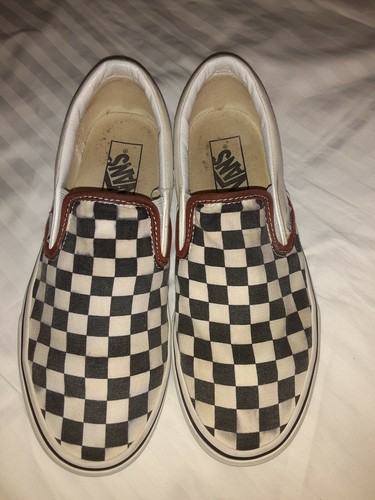 black and cream checkerboard vans