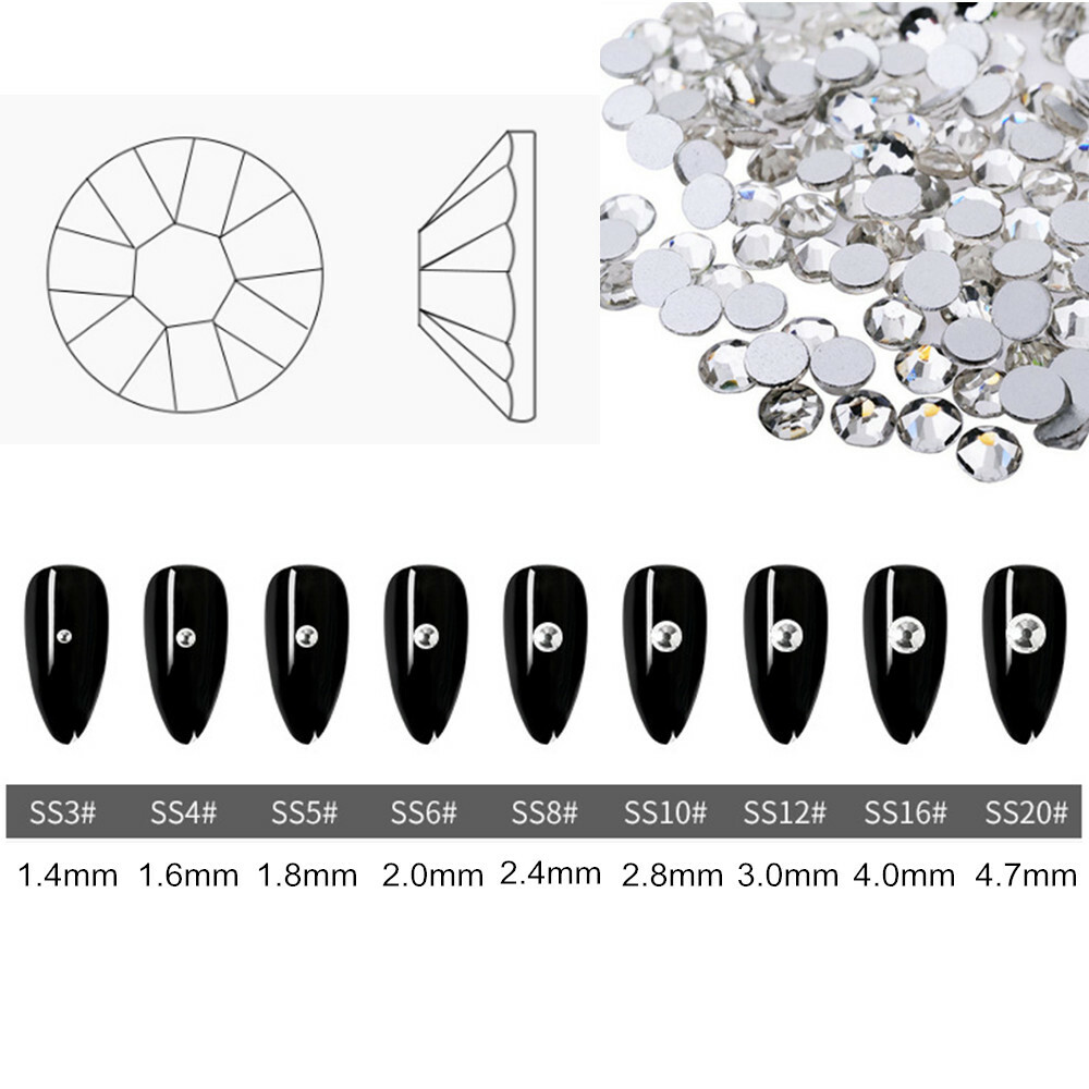 1440 Strass Con Retro Piatto, 1,5 – 1,7 Mm, Strass Per Nail Art, Decorazione Costume, Decorazione Per Festival, Blu A - Foto 9