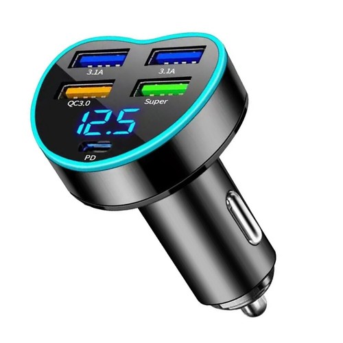 Chargeur Voiture Rapide Efficient Power Delivery 12V 24V 66W PD avec 5 Ports USB - Photo 12 sur 12