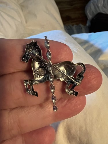 Beau Vintage Carousel Horse Pony MerryGo Round Sterling Silver Brooch - Picture 9 of 11