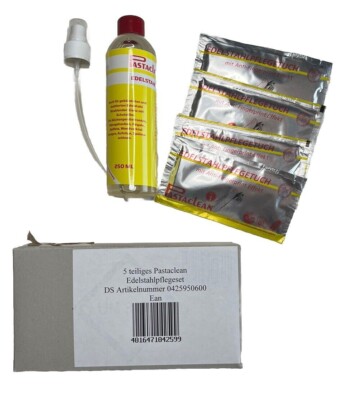 Edelstahlpflegeset Pastaclean Reinigung 5 Teile Metallpflege Anti Fingerprint