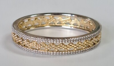 Nachlass Schmuck Zick Zack Bicolor Bandring 0,925 Sterling Silber Größe 11,25