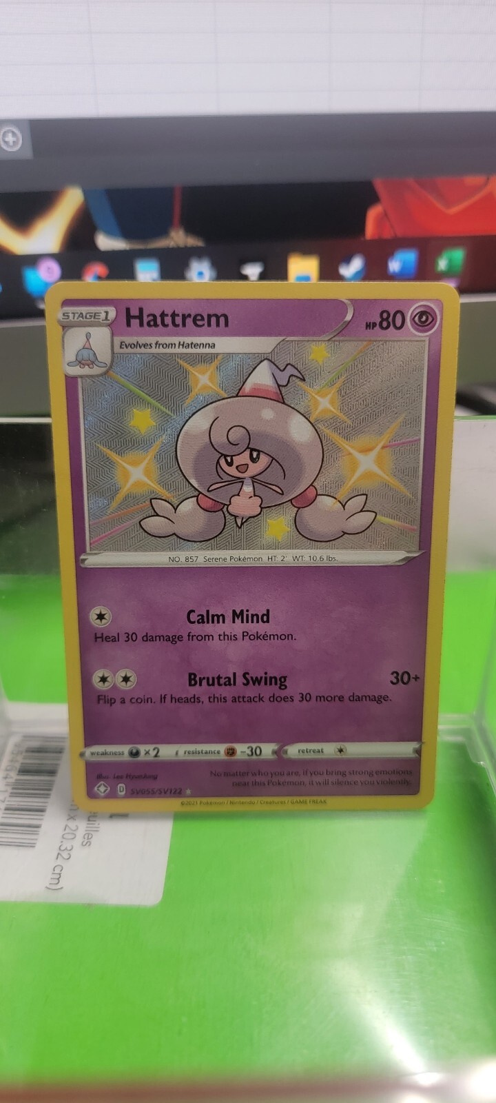 Hattrem - SV055/SV122 - Shiny Rare Shining Fates Near Mint Pokemon TCG