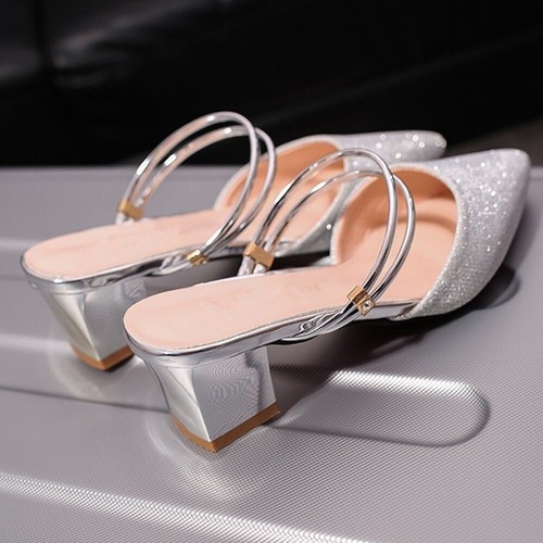 Summer Buckle with Sandals Female Silver Sequins High-heeled Sandals Shoes - Bild 9 von 11