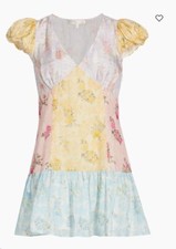 Love Shack Fancy Russ Patchwork Silk Minidress / SEE DESCRIPTION