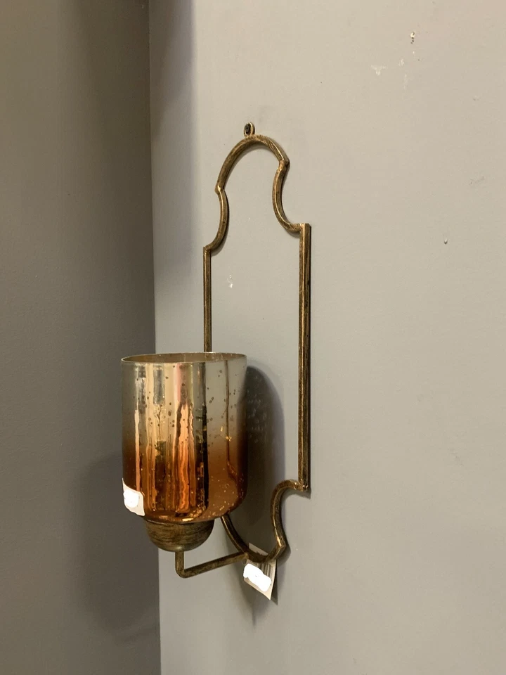 Cono de pared de metal de 19,5 " candelabro de vidrio de mercurio montaje en pared toscano Foto 3 de 3