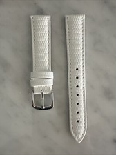  NEW Hadley Roma Womens White 16mm Genuine Leather Lizard Grain Watch Band