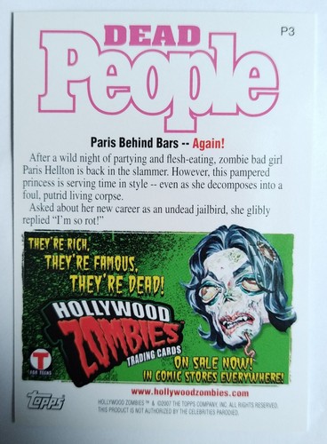 PARIS HILTON / PARIS HELLTON TOPPS HOLLYWOOD ZOMBIES PROMO P3 2007 - Picture 2 of 2