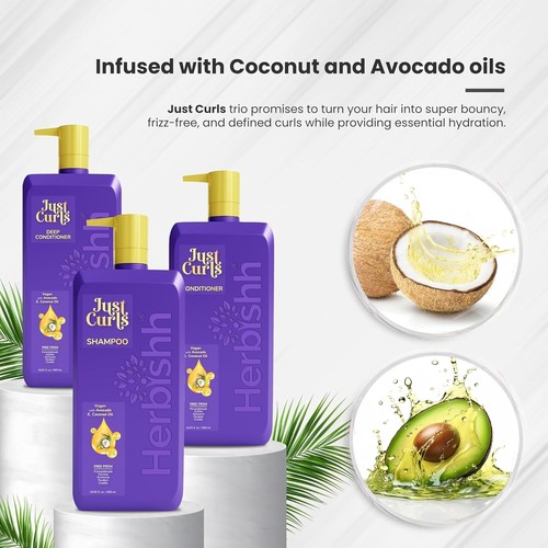 KIT DE CUIDADO DEL CABELLO JUST CURL TRIPLE NUTRIR - HERBISHH - Imagen 3 de 9