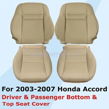 Both Side Bottom & Top Leather Seat Cover Tan For 2003-2007 Honda Accord
