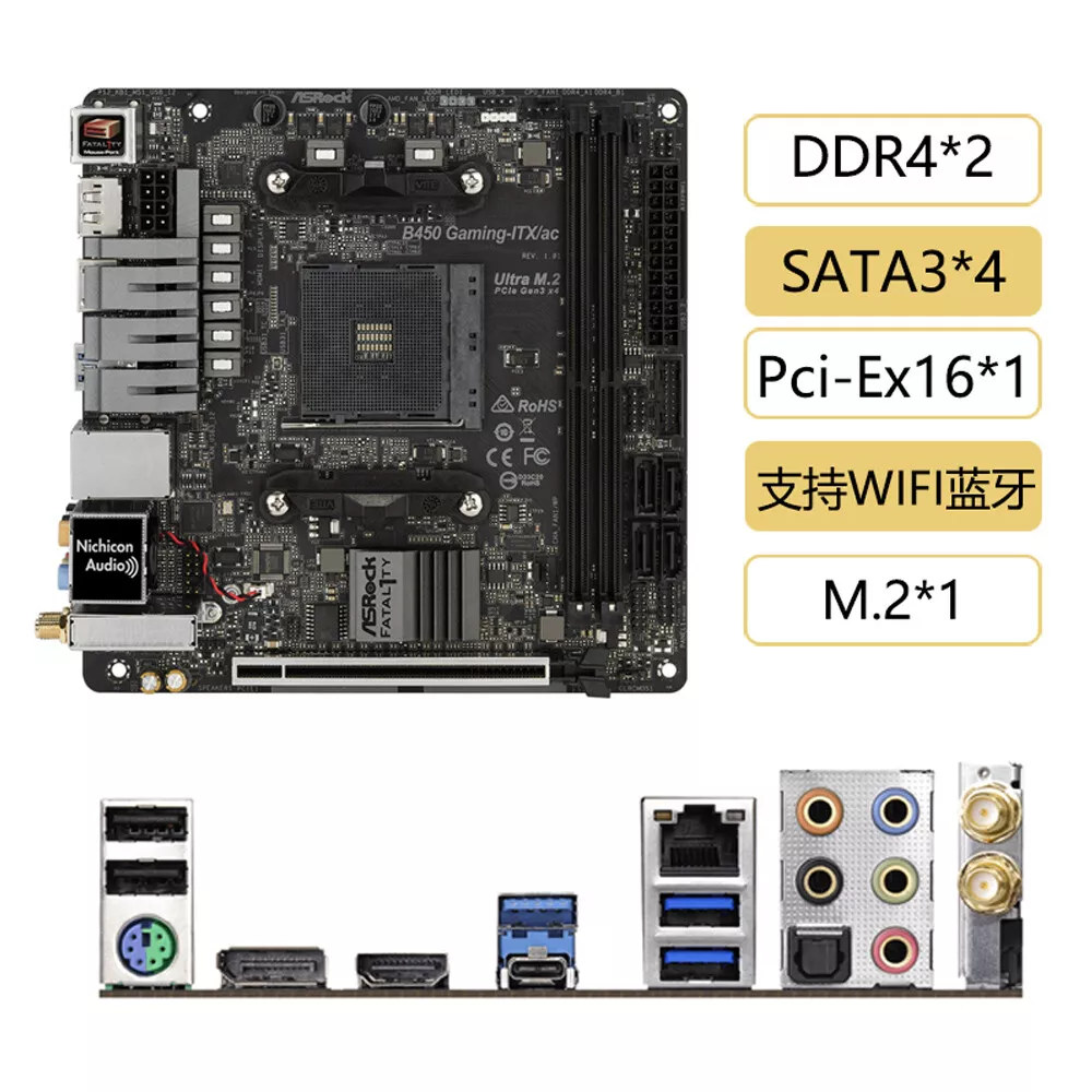 For ASRock B450 Gaming-ITX/ac AMD B450 socket AM4 DDR4 Mini-ITX Motherboard