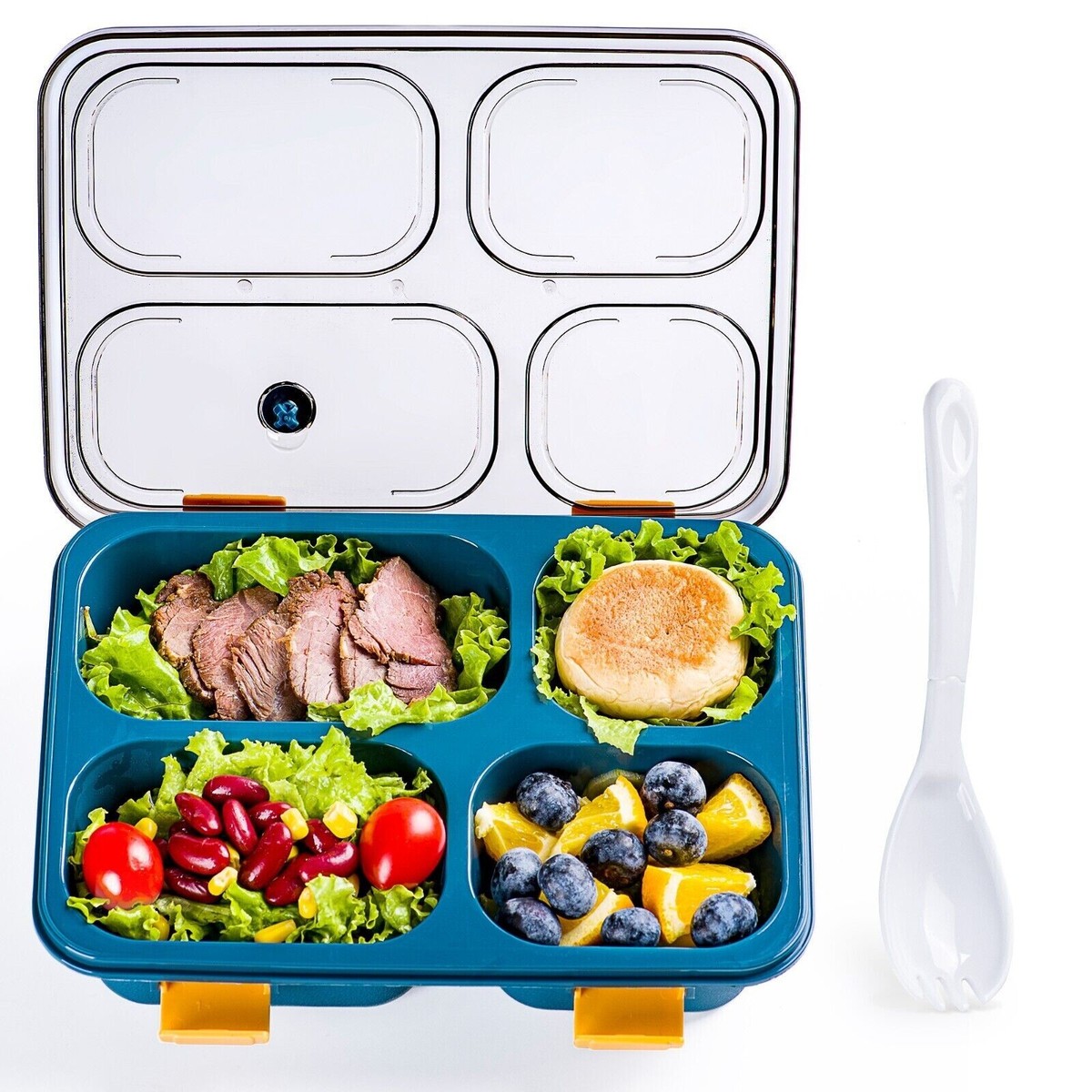 Snack Containers Bento Box Caperci Reusable Snack Containers With Lids - 5-Compartment Bento Boxes, BPA-Free Wheat Straw (Set Of 3) Bento Box Adult