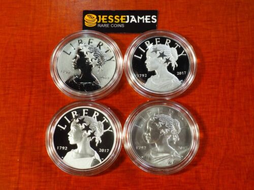2017 American Liberty 225 Jahre Jubiläum Silber 4 Münzen Medaille Set in OGP P W S D - Bild 2 von 5