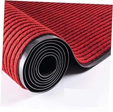  3x10ft Brush Step Entrance Mat Heavy Duty, Commercial Grade Door Dark Red