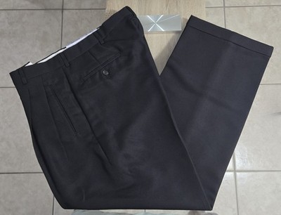 Men's Haggar Millennium GAB Black Dress Pants 36x30 Relaxed Fit Pleated  Cuffed | eBay
