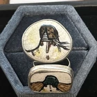 Hand Painted Porcelain Rings Denmark Sterling Silver Vintage Copenhagen Art