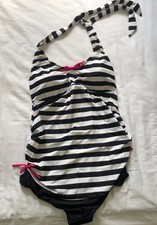 Next Women's Maternity Striped Halterneck Swimming Suit Size 12 Excellent State