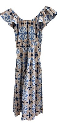 Marea by Liz Joy  Jane  Dress Blue Cafe Tile Midi Stunning Size Small Boho