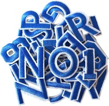 GYGYL 72 Pieces Iron on Letters and Numbers Patches, Blue Letter Patches Alph...