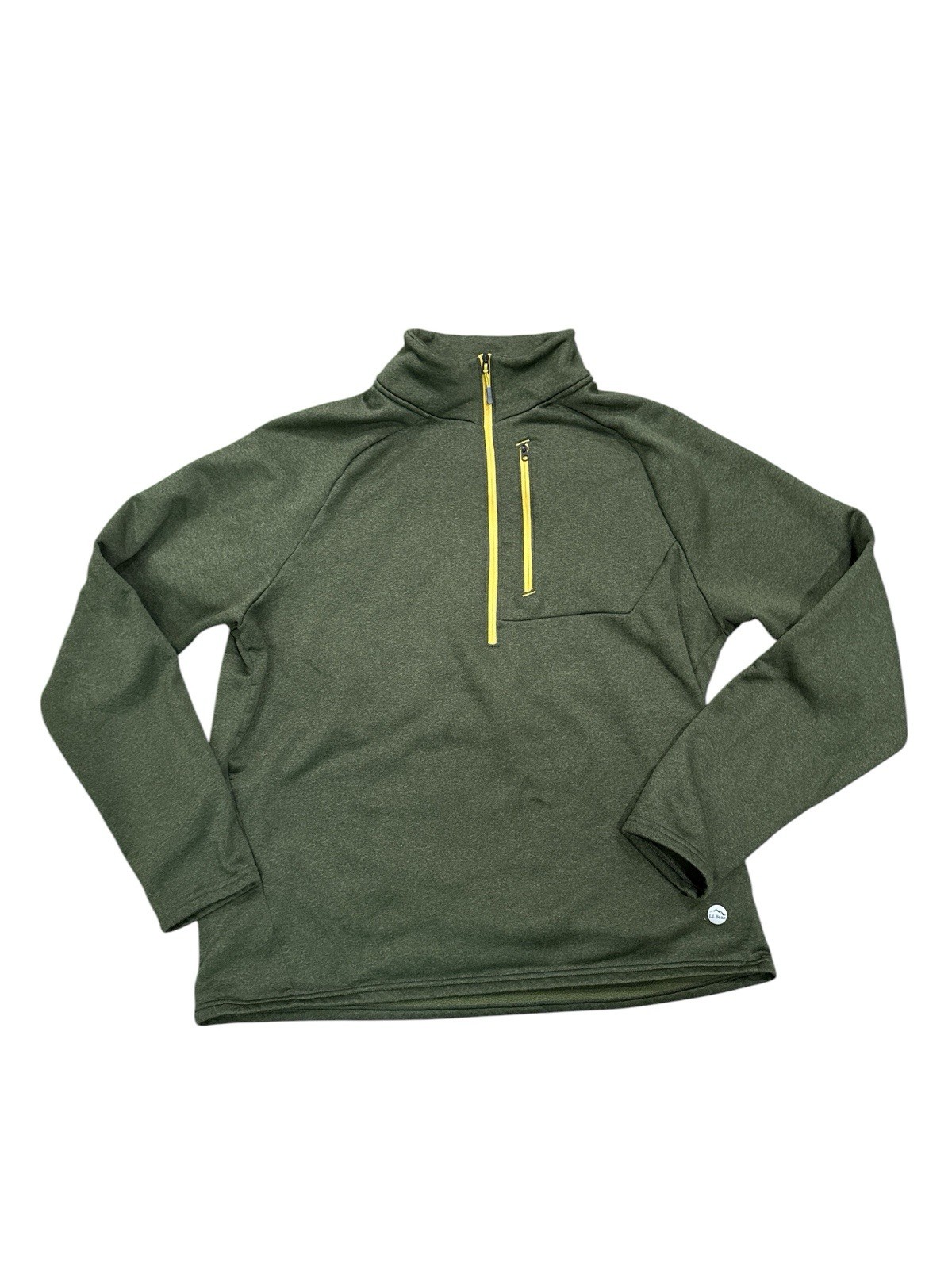 LL Bean Mountain Fleece Half Zip Pullover Men's Large Green Slightly Fitted