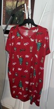 Joyspun Sleepshirt Short Sleeve W Pockets Holiday Print Sz L /XL