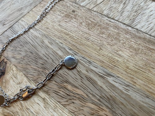 Marc Jacobs Pendant Necklace - Silver Tone Black Enamel Logo Disc Pendant Chain - Picture 7 of 13