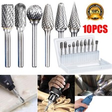 10X Tungsten Carbide Burrs Rotary Burr Set Head 1/4'' Shank Die Grinder Bit UK