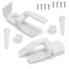 Versatile Plastic Toilet Seat Hinges in White - Easy Installation Hardware
