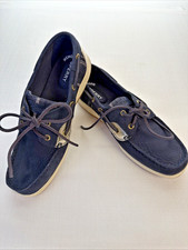 New Sperry Top Sider Bluefish 2 Eye Boat Shoes Linen NAVY Womens Sz 9 10410886