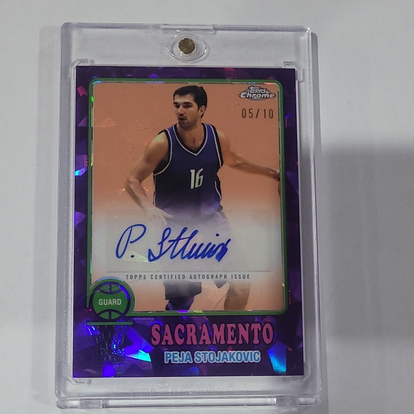 Topps Chrome 2024-25 Peja Stojakovic Auto Purple Refractor 1973 #73TA-PS 05/10