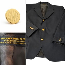 VTG Brooks Brothers Blazer Men 46R Gold Buttons MADE IN USA sports jacket WOOL