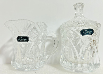 Cristal G Durand Vincennes Crystal Creamer Sugar Bowl Set Box France