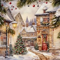 20 Servietten Villaggio Natale - Bezaubernde Weihnachtsstadt 33X33Cm